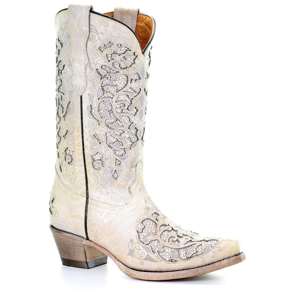 Image for Corral Girl's Glitter Inlay Fashion Western Boots - White from elliottsboots