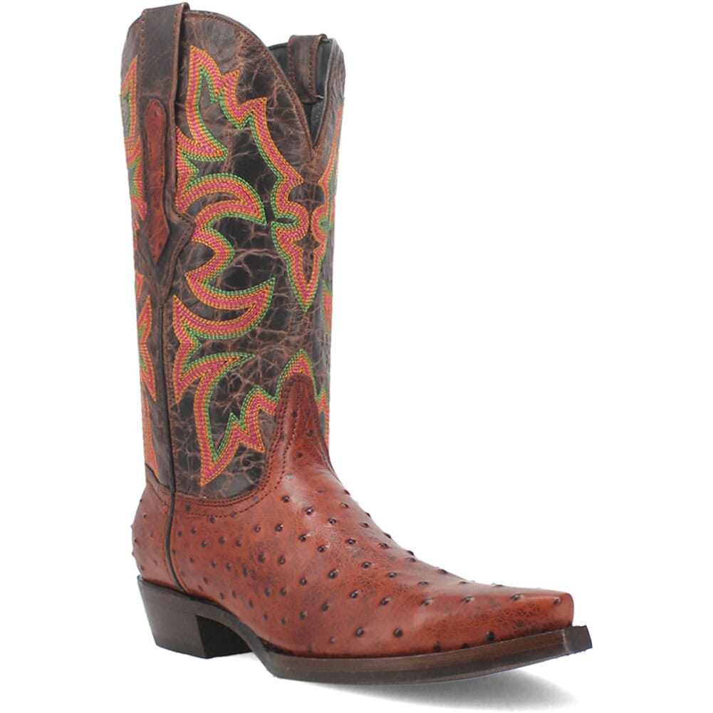 Dingo Men's Outlaw Ostrich Leather Western Boots - Cognac