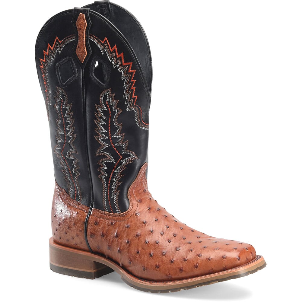 Image for Double H Men's Alvarado Ostrich Western Ropers - Brandy from elliottsboots