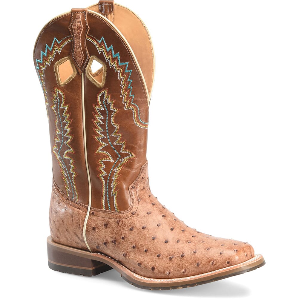 Image for Double H Men's Quinton Ostrich Western Ropers - Brandy from elliottsboots