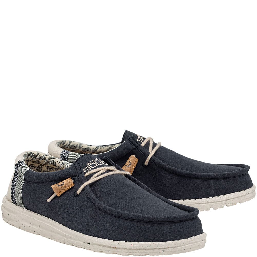 Image for Hey Dude Men's Wally Canvas Casual Shoes - Navy from elliottsboots