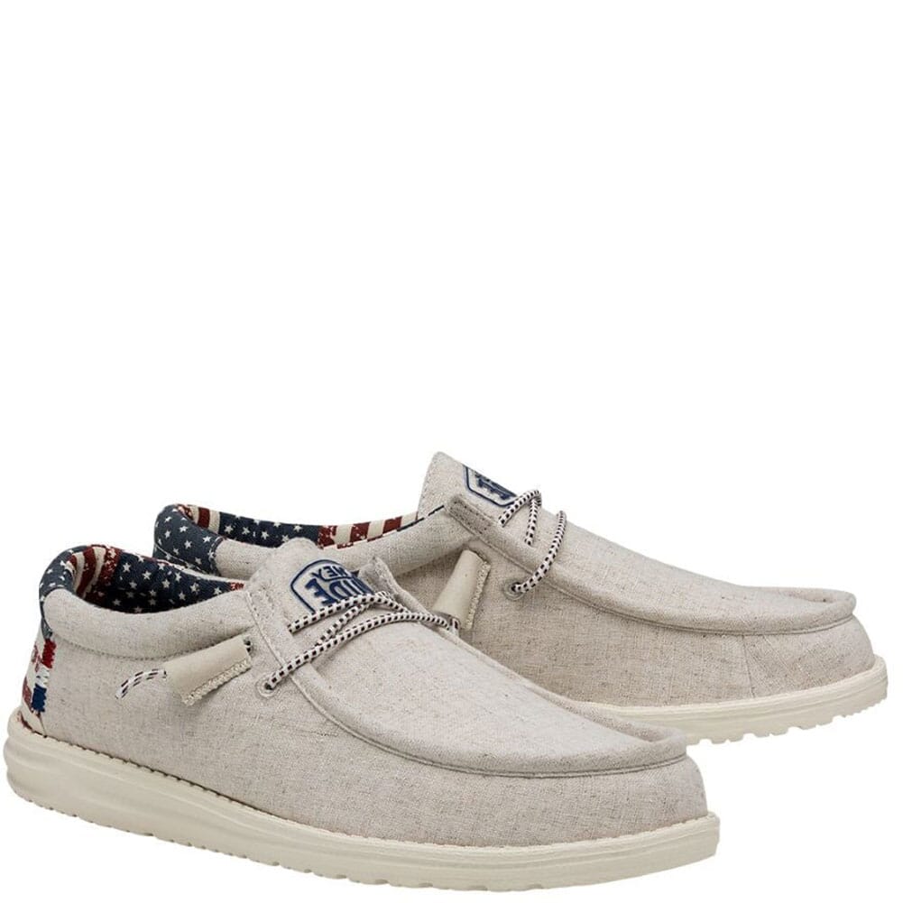 Hey Dude Men's Wally Patriotic Casual Shoes - Off White Patriotic ...