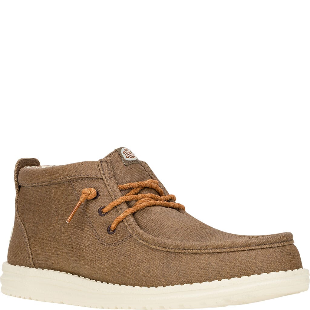 Hey Dude Men's Wally Mid Waxed Canvas Casual Shoes - Walnut