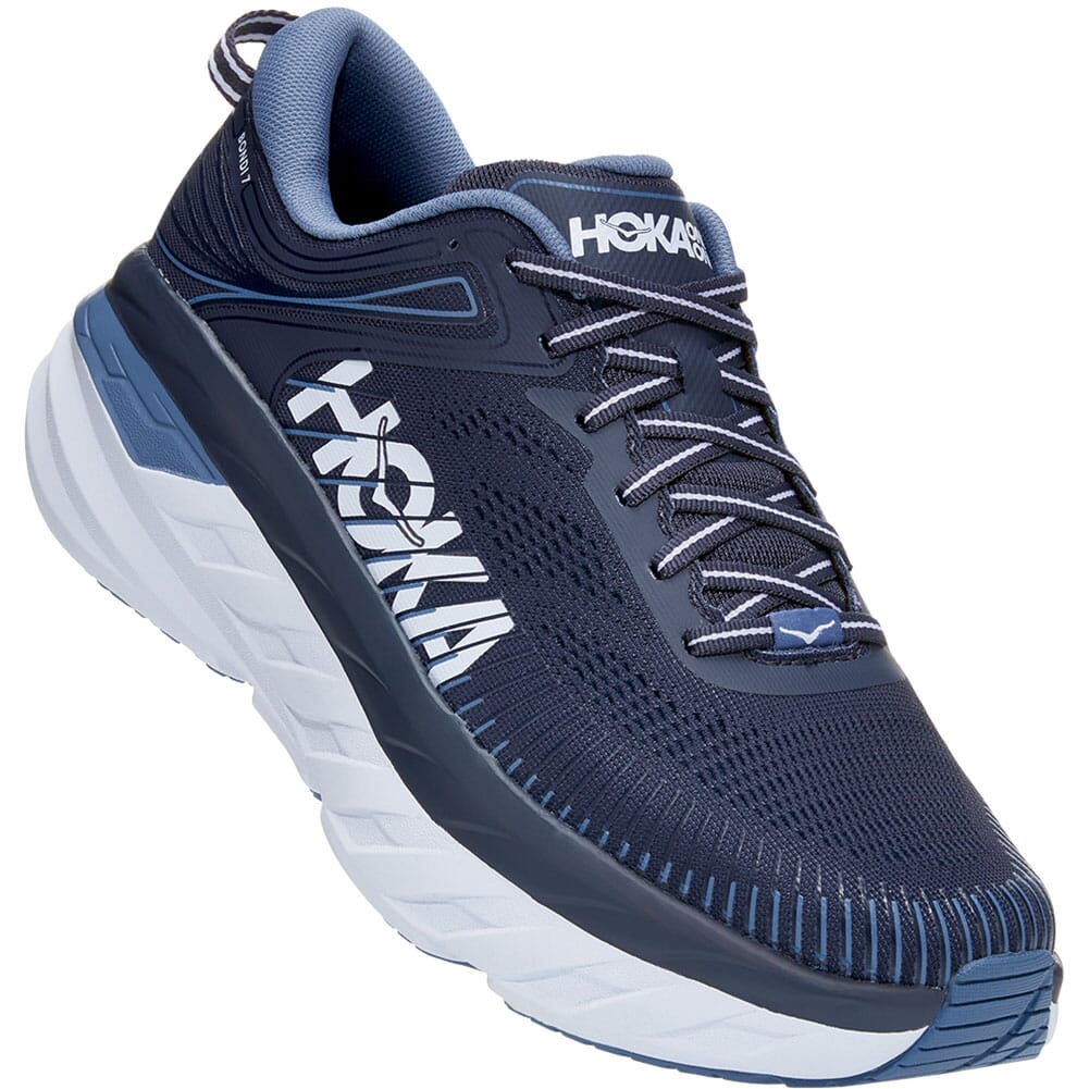 Hoka One One Men's Bondi 7 Wide Athletic Shoes - Ombre Blue | elliottsboots