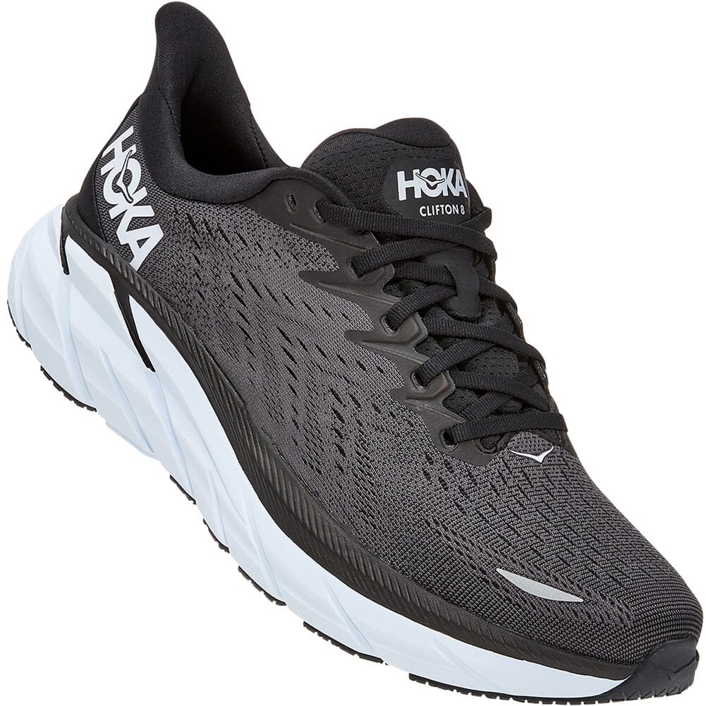 Image for Hoka One One Men's Clifton 8 Athletic Shoes - Black/White from elliottsboots