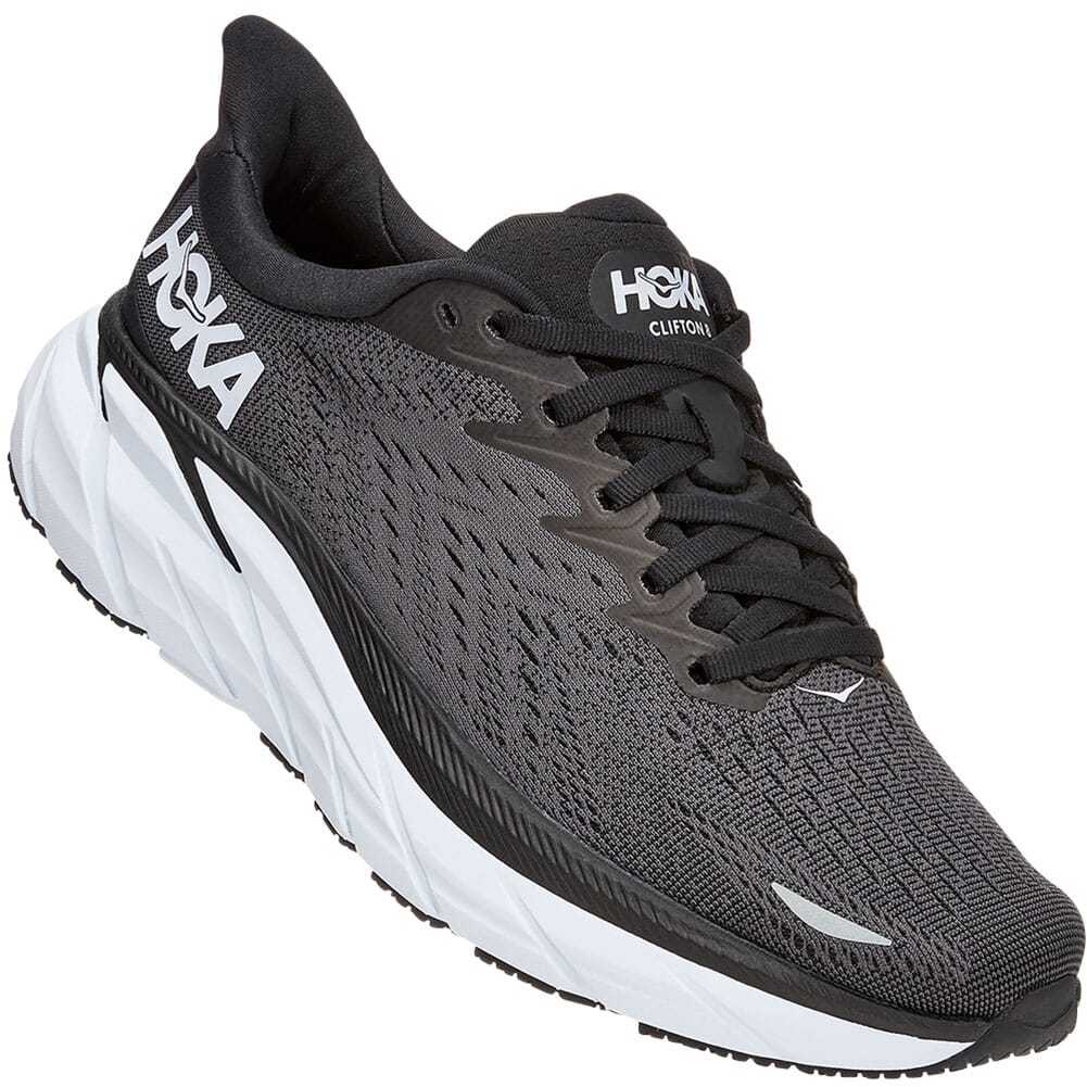 Hoka One One Women's Clifton 8 Wide Athletic Shoes - Black/White ...