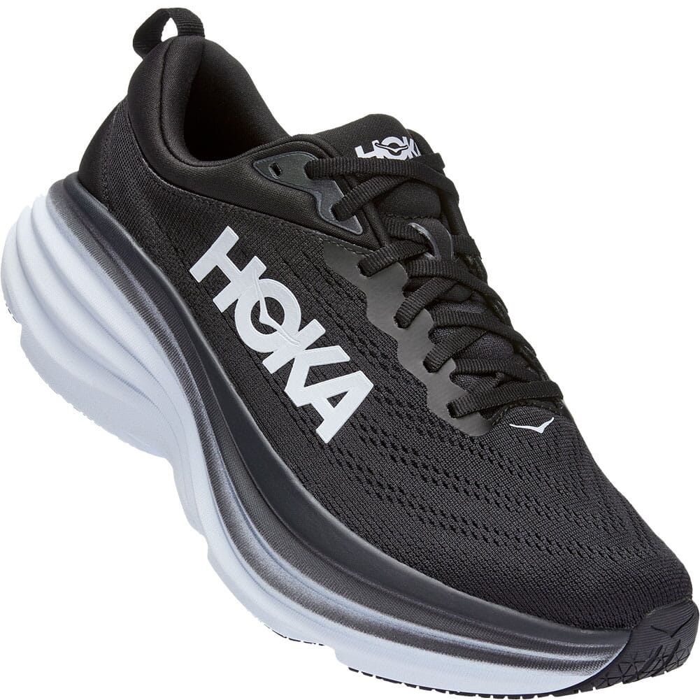 Image for Hoka One One Men's Bondi 8 Athletic Shoes - Black/White from elliottsboots