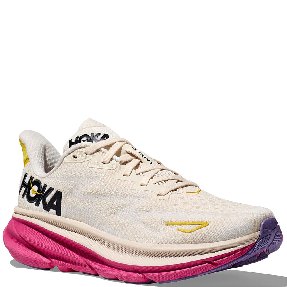 Image for Hoka Women's Clifton 9 Running Shoes - Eggnog/Blanc De Blanc from elliottsboots