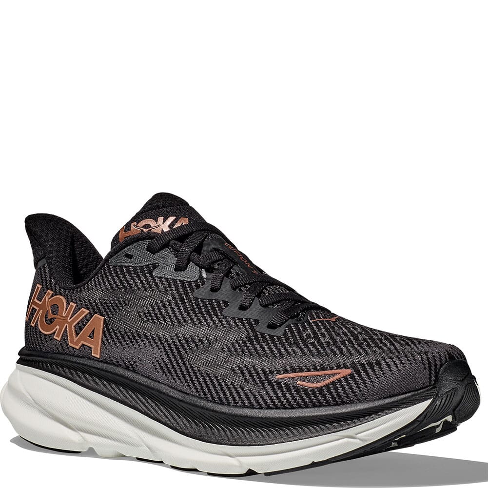 Image for Hoka Women's Clifton 9 Wide Running Shoes - Black/Copper from elliottsboots