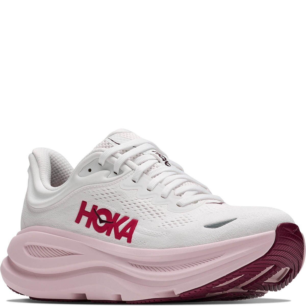 Hoka Women's Bondi 9 Wide Running Shoes - White/Pink Opal