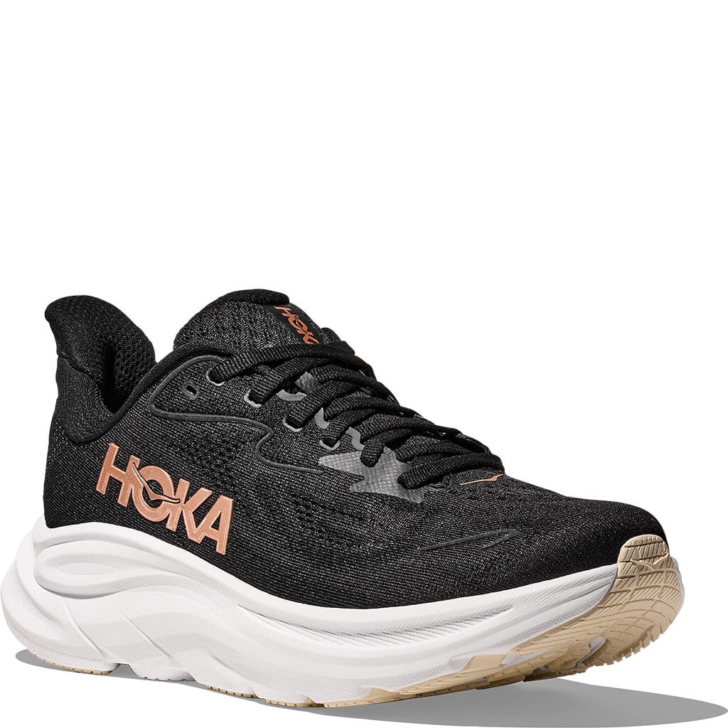 Hoka Women's Clifton 10 Athletic Shoes - Black/Rose Gold