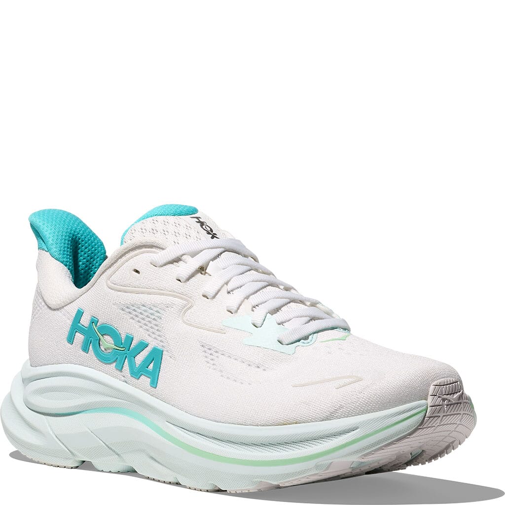 Hoka Women's Clifton 10 Athletic Shoes - White/Cielo Blue
