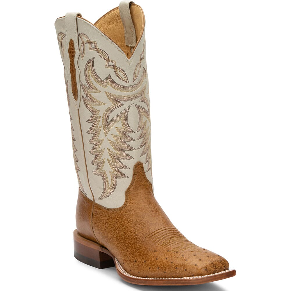 Image for Justin Men's Pascoe Smooth Ostrich Western Boots - Antique Saddle from bootbay