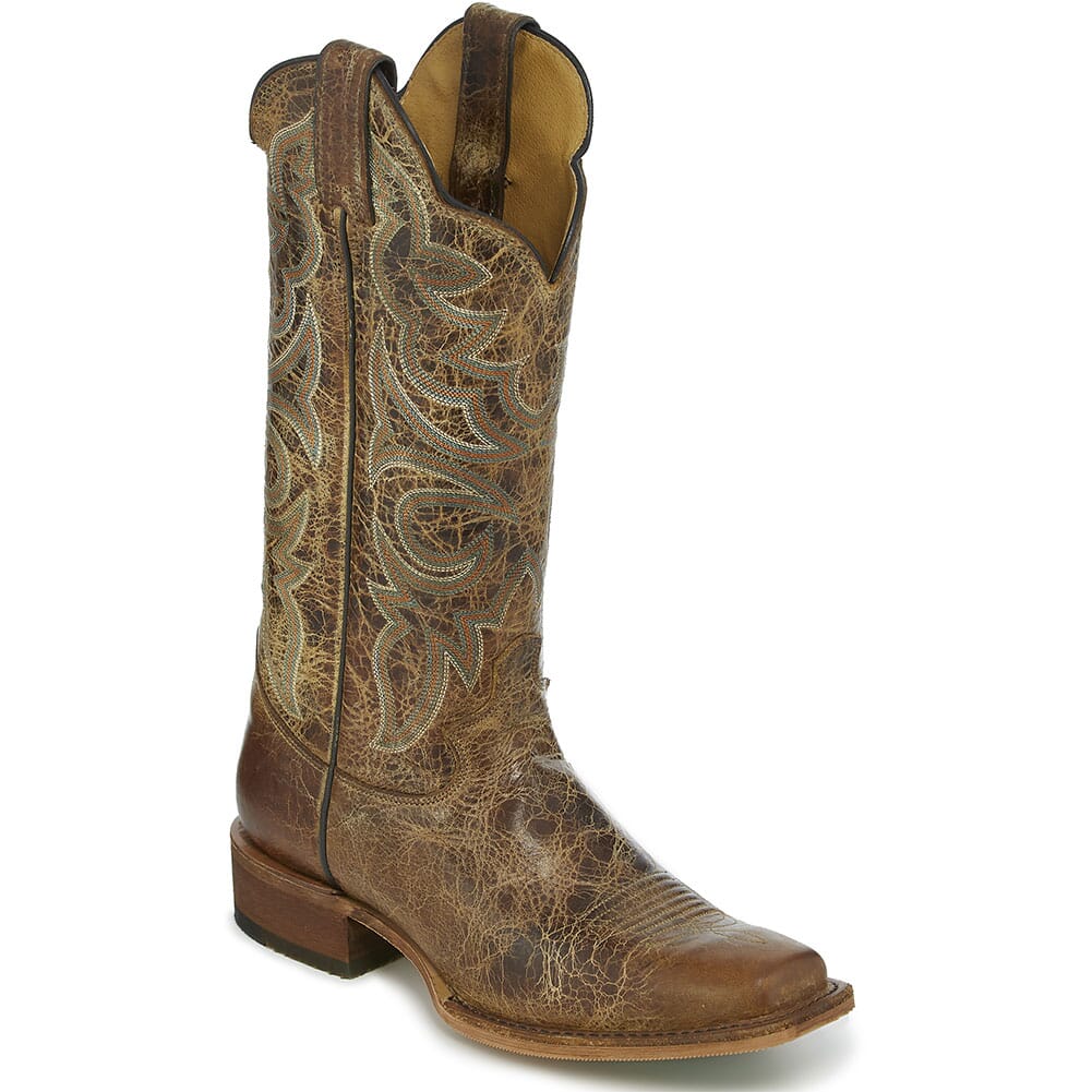 Justin Women's Katia Western Boots - Tan Distressed | elliottsboots