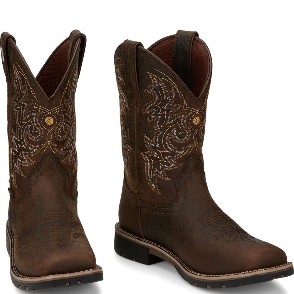 Image for Justin Men’s Fireman Western Boots - Distressed Brown from elliottsboots