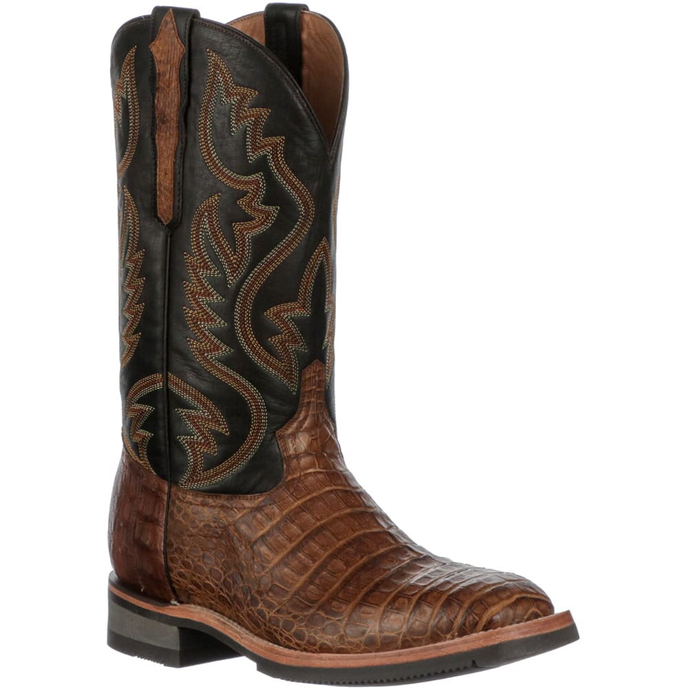 Image for Lucchese Men's Rowdy Caiman Western Ropers - Saddle Brown from elliottsboots