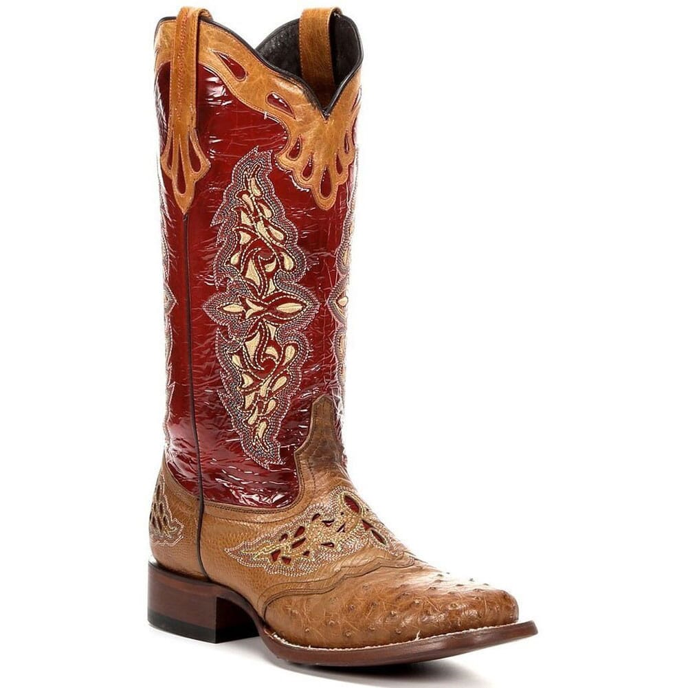 Lucchese Women's Amberlyn Western Boots - Tan/Cadmio Red | elliottsboots