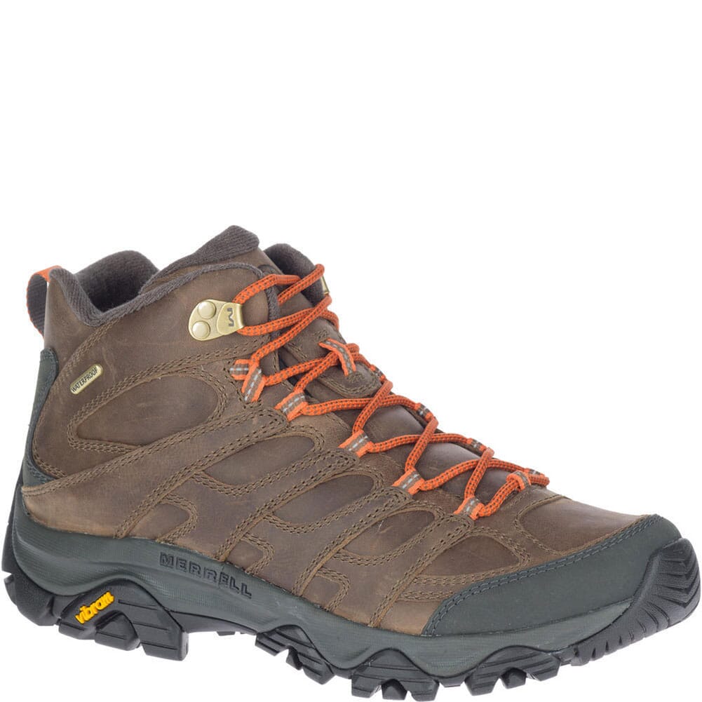 Merrell Men's Moab 3 Prime Mid WP Hiking Boots - Canteen | elliottsboots