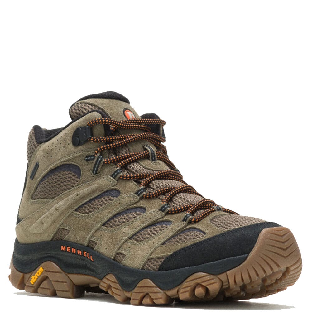 Merrell Men's Moab 3 Mid WP Wide Hiking Boots - Olive/Gum | elliottsboots