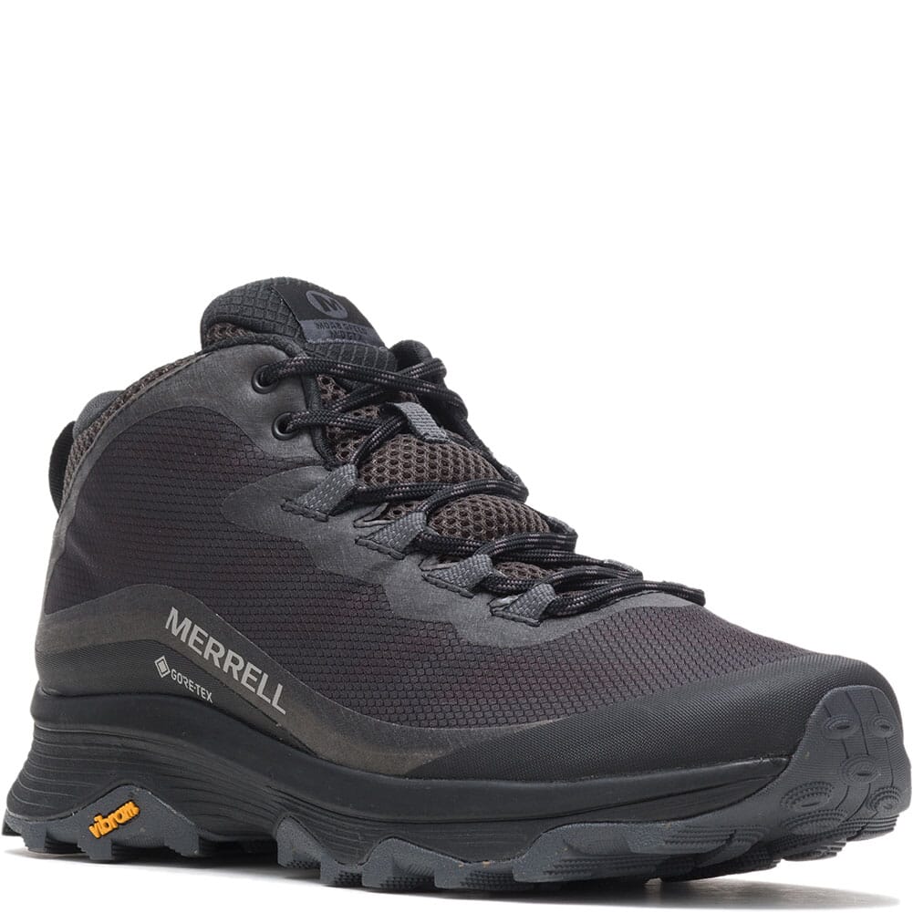 Merrell Men's Moab Speed Mid GTX Hiking Shoes - Black | elliottsboots