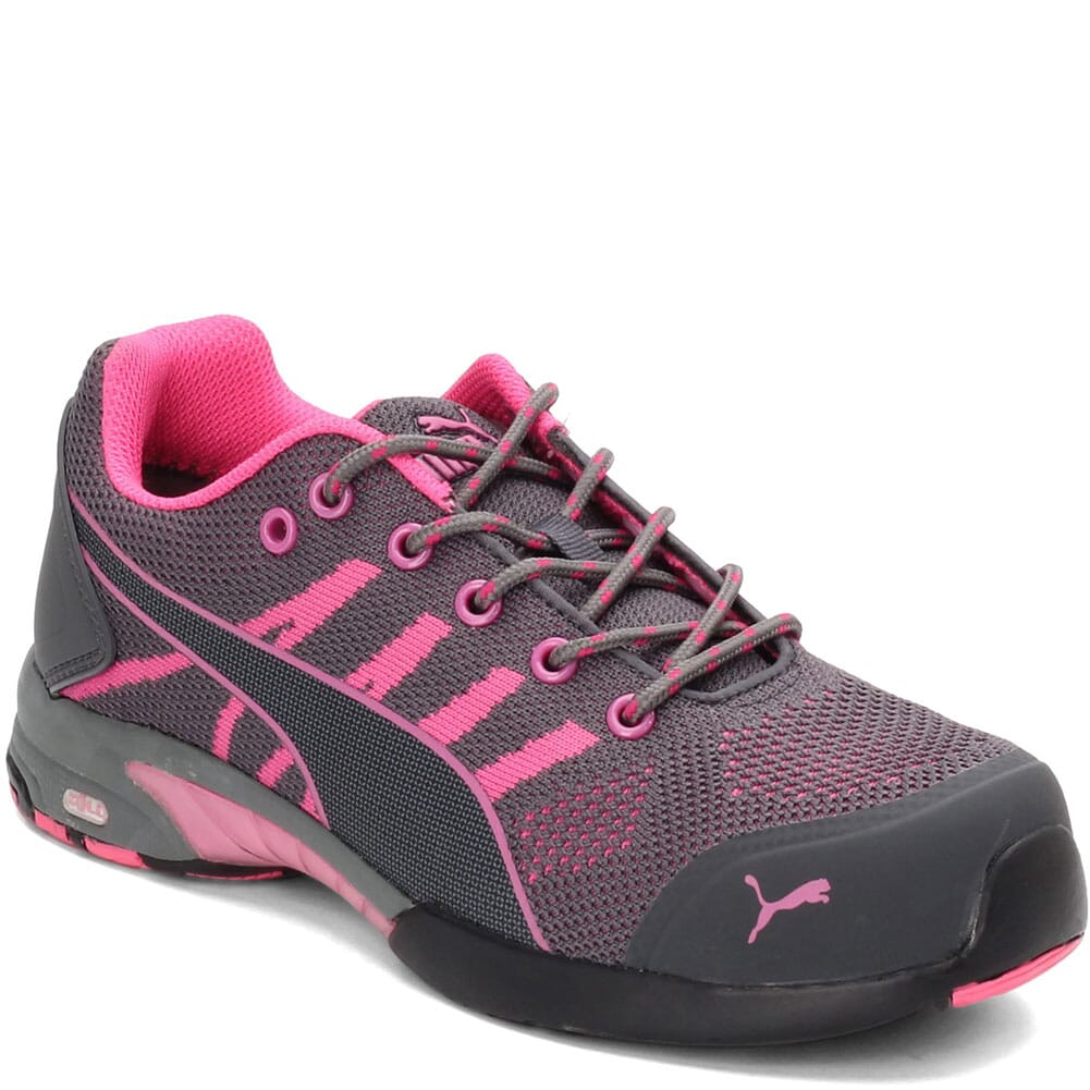 Image for Puma Women's Fuse TC Green Safety Shoes - Grey/Pink from elliottsboots