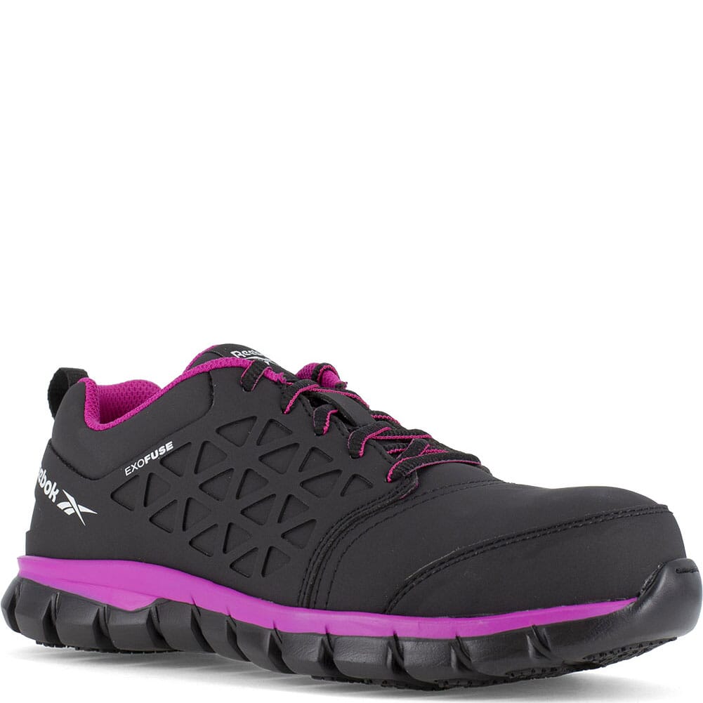 Image for Reebok Women's Sublite Cushion Safety Shoes - Black/Pink from bootbay