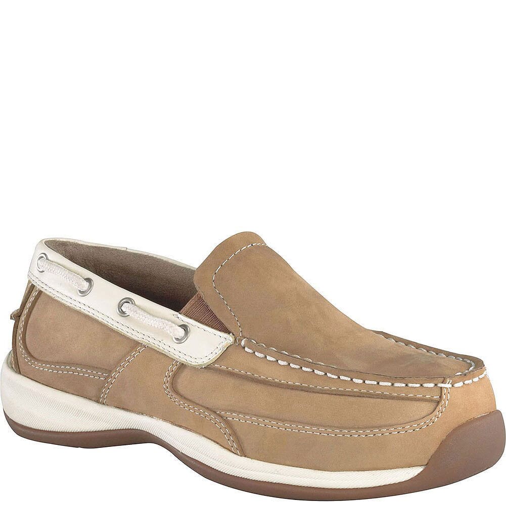 Rockport Works Women's Sailing Club Safety Shoes - Cream/Tan ...