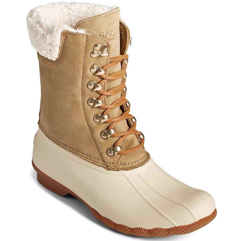 Image for Sperry Women's Saltwater Tall Cozy Leather Duck Boots - Birch from elliottsboots