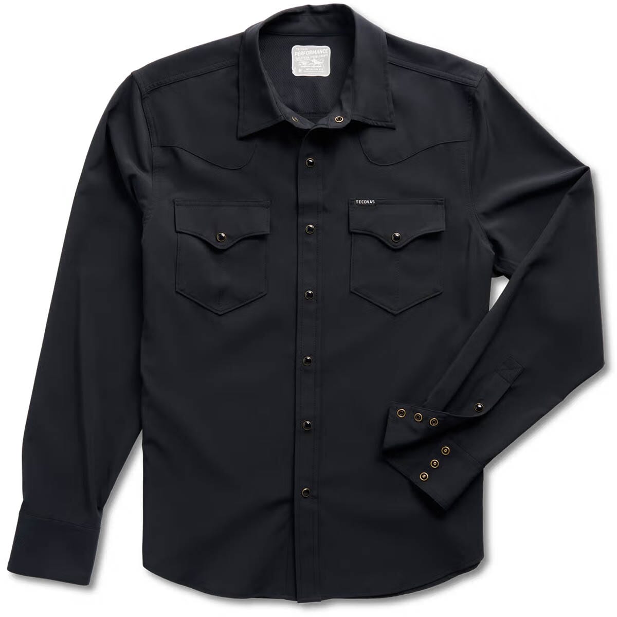 Tecovas Men's Performance Western Pearl Snap Shirt - Black