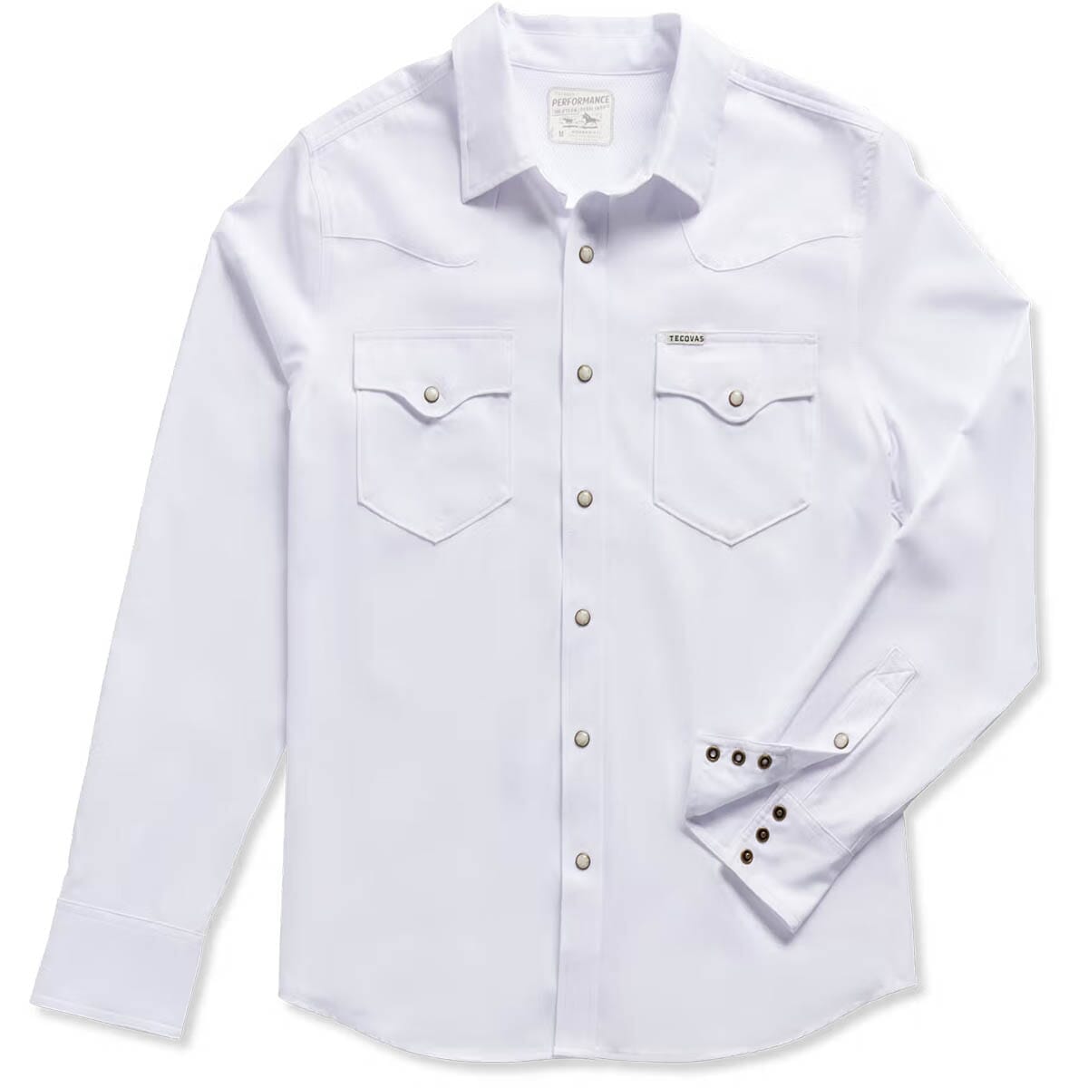 Tecovas Men's Performance Western Pearl Snap - White | elliottsboots