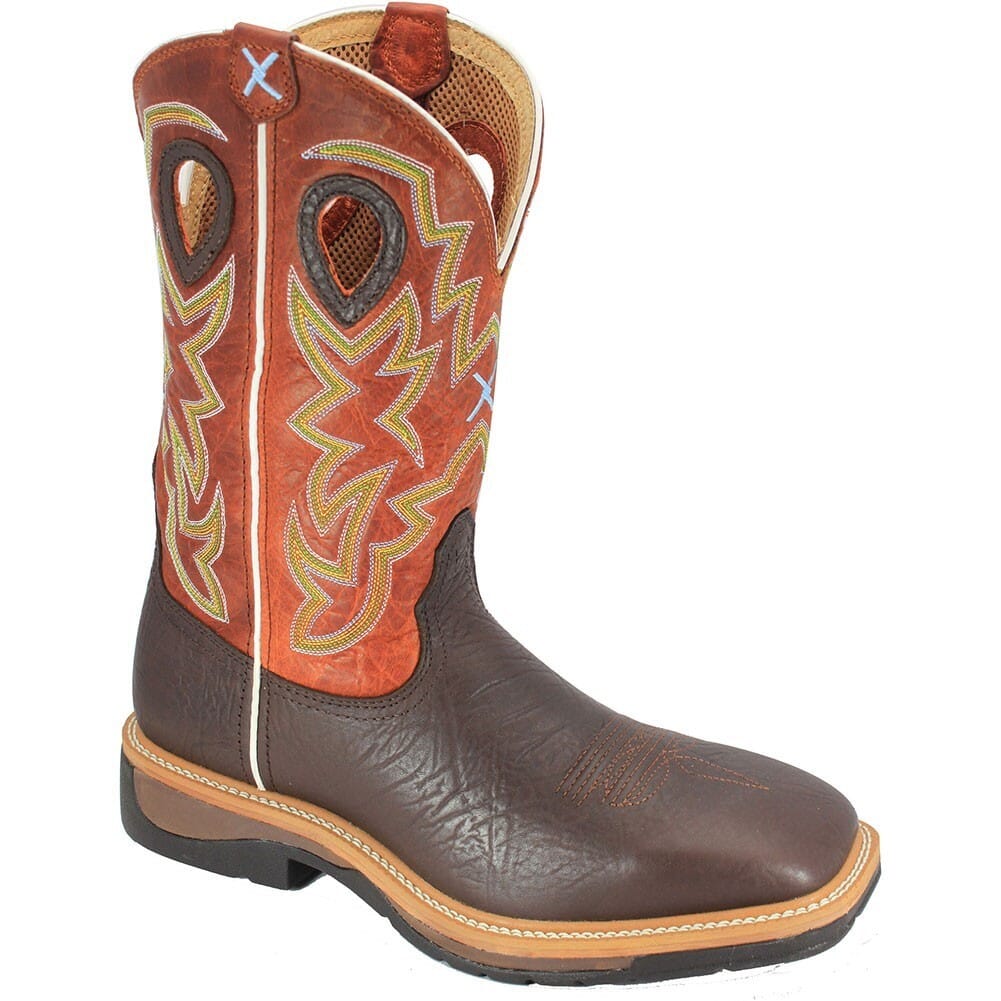 Twisted X Men's Lite Cowboy ST Safety Boots Cognac/Orange elliottsboots