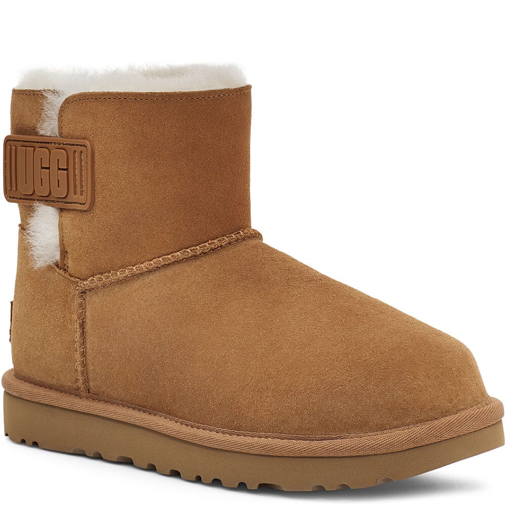 Image for UGG Women's Mini Bailey Logo Strap Suede Casual Boots - Chestnut from bootbay